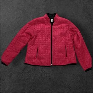 Activology Quilted Pink Jacket Women's PL Zip Front Lightweight Outerwear flaw